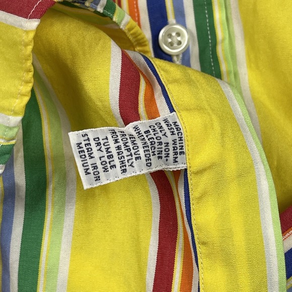 Ralph Lauren Shirt Mens‎ 17.5 XL Yellow Striped Vintage 90s Casual Workwear - Picture 10 of 14
